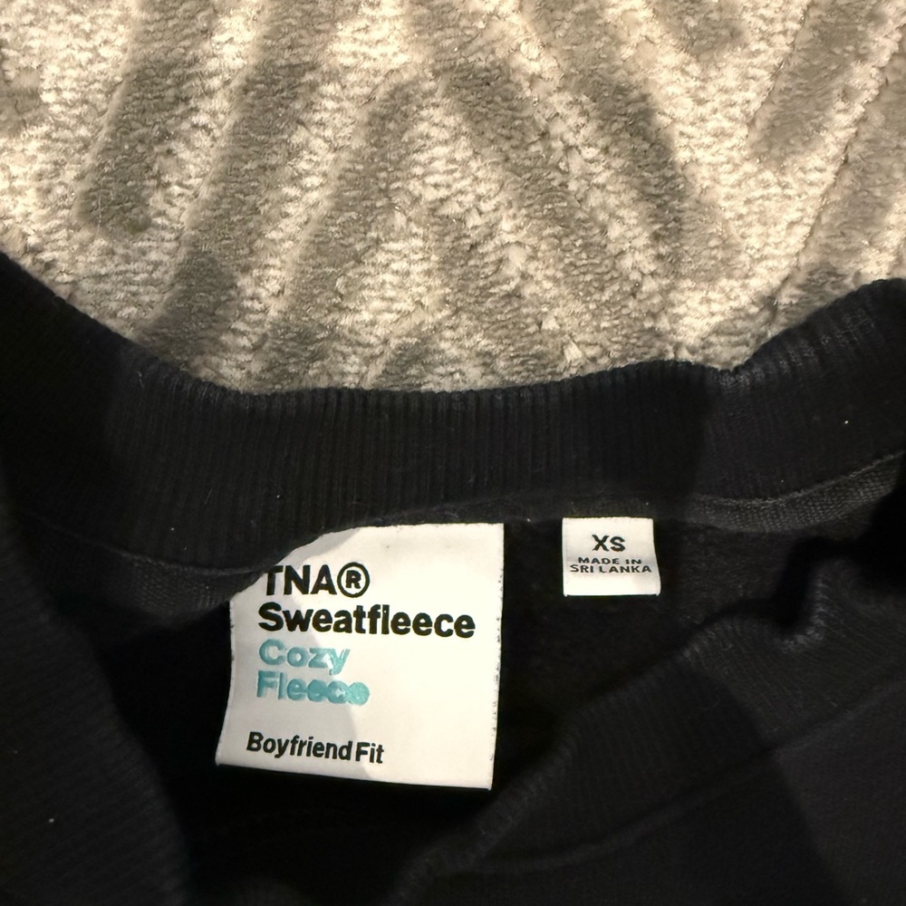 TNA Women’s Black Crewneck Sweater with Burgundy Logo - Picture 3 of 3